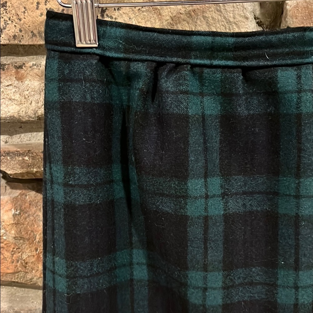 Vintage 80s Laura Ashley Black Watch Tartan Wool Skirt - Picture 2 of 5